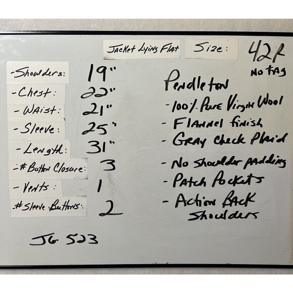 Pendleton 42R Gray Flanel Plaid Patch Pockets Action Back Blazer Sport Jacket - Picture 10 of 15